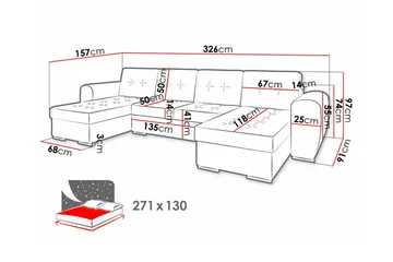 4:n ist Kulmasohva Listowel - Beige - Huonekalut - Sohva - Vuodesohva