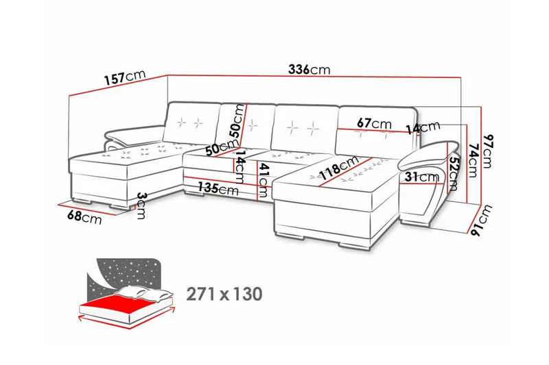 4:n ist Kulmasohva Listowel - Huonekalut - Sohva - Vuodesohva