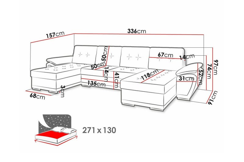 4:n ist Kulmasohva Listowel - Huonekalut - Sohva - Vuodesohva