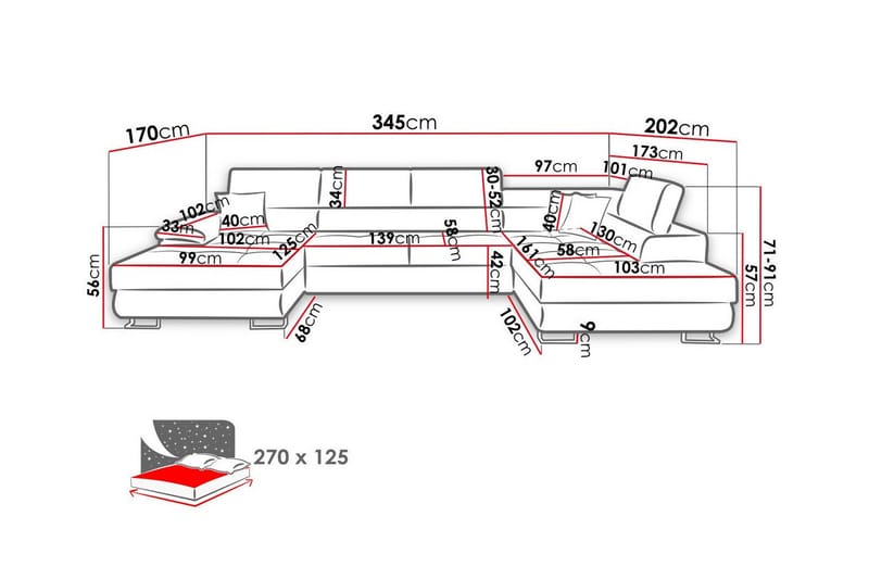 4:n ist Kulmasohva Reginia - Huonekalut - Sohva - Vuodesohva