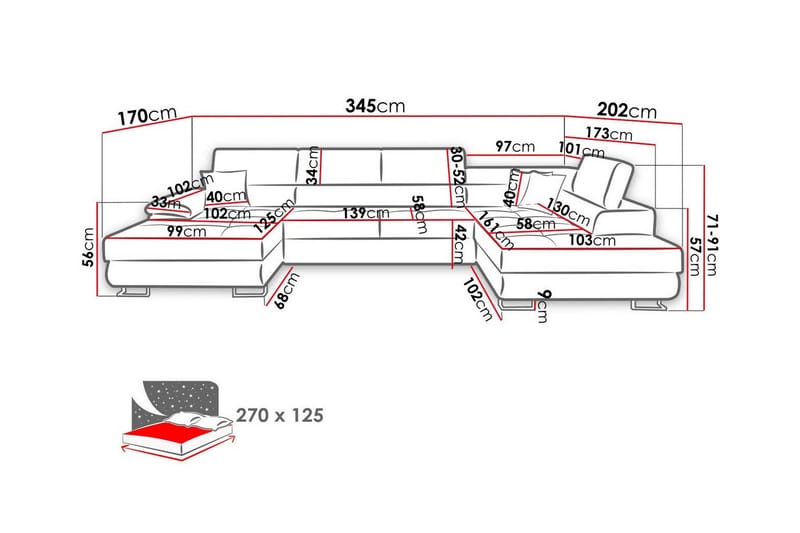 4:n ist Kulmasohva Reginia - Huonekalut - Sohva - Vuodesohva