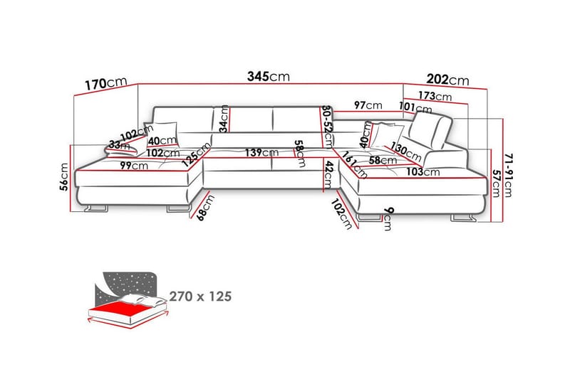 4:n ist Kulmasohva Reginia - Huonekalut - Sohva - Vuodesohva