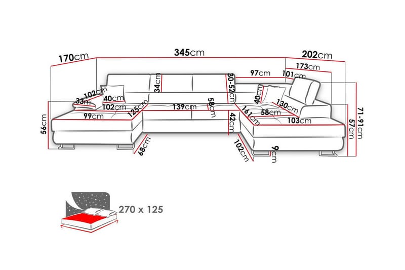 4:n ist Kulmasohva Reginia - Huonekalut - Sohva - Vuodesohva