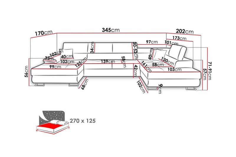 4:n ist Kulmasohva Reginia - Huonekalut - Sohva - Vuodesohva