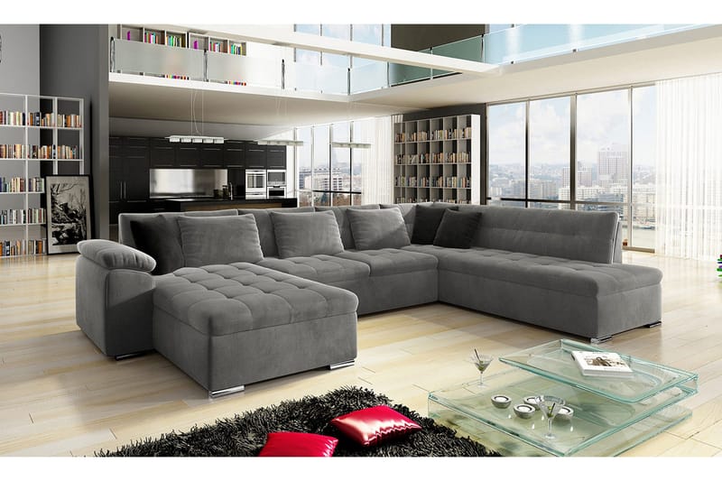 4:n ist Kulmavuodesohva - Harmaa - Huonekalut - Sohva - Vuodesohva