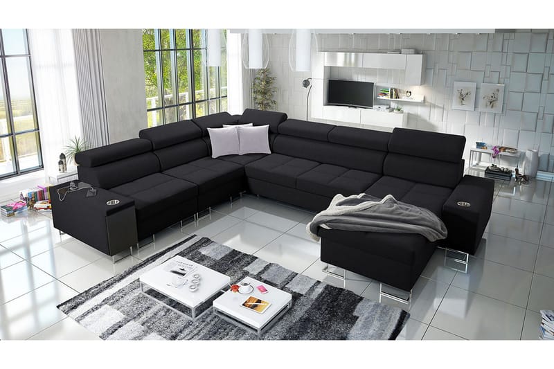 4:n ist Kulmavuodesohva Torretta Oikea - Musta - Huonekalut - Sohva - Vuodesohva