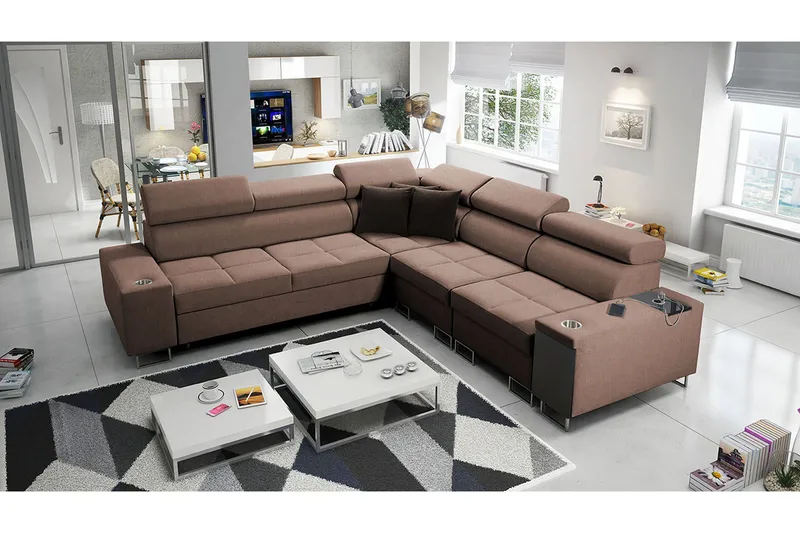 4:n ist Kulmavuodesohva Torretta Oikea - Ruskea - Huonekalut - Sohva - Vuodesohva