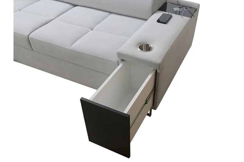 4:n ist Kulmavuodesohva Torretta Oikea - Vaaleanharmaa - Huonekalut - Sohva - Vuodesohva