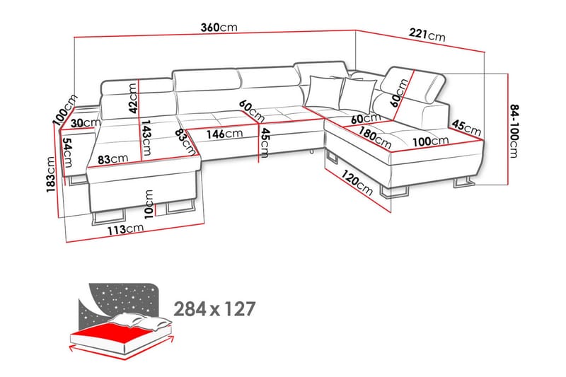 4:n ist Kulmavuodesohva Torretta Oikea - Valkoinen - Huonekalut - Sohva - Vuodesohva