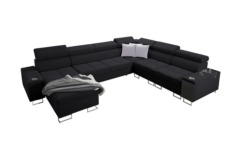 4:n ist Kulmavuodesohva Torretta Vasen - Musta - Huonekalut - Sohva - Vuodesohva