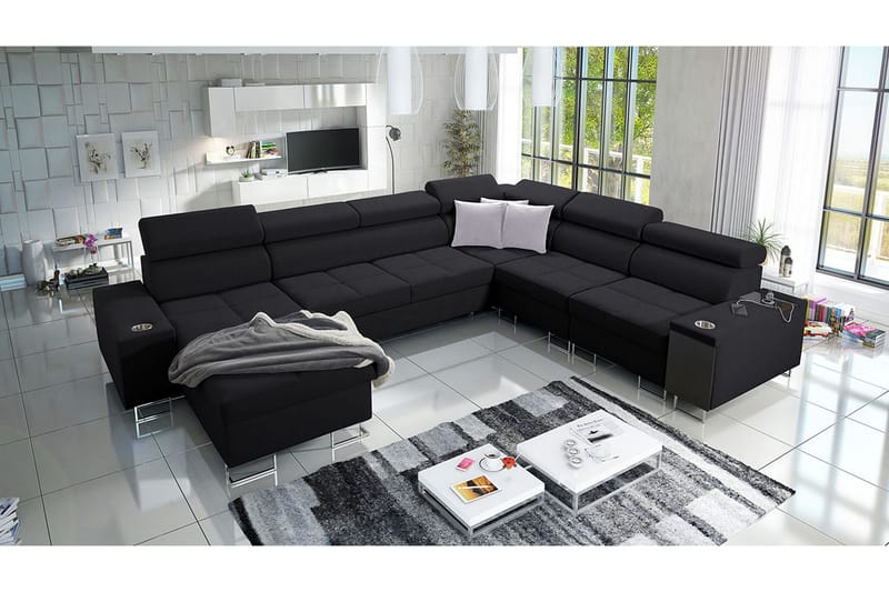 4:n ist Kulmavuodesohva Torretta Vasen - Musta - Huonekalut - Sohva - Vuodesohva