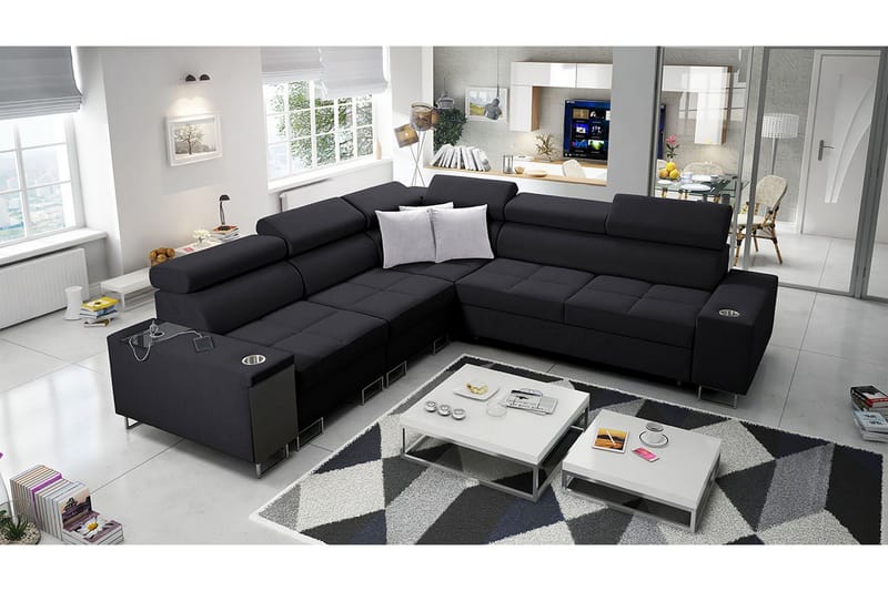 4:n ist Kulmavuodesohva Torretta Vasen - Musta - Huonekalut - Sohva - Vuodesohva