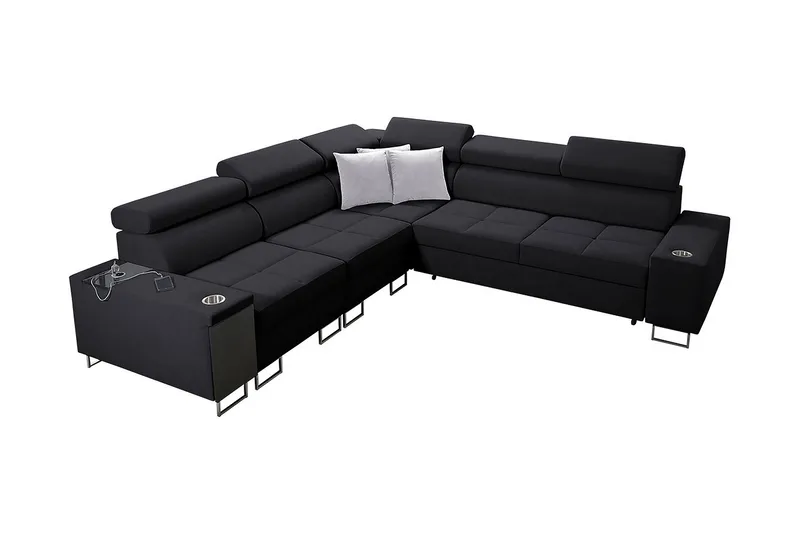 4:n ist Kulmavuodesohva Torretta Vasen - Musta - Huonekalut - Sohva - Vuodesohva
