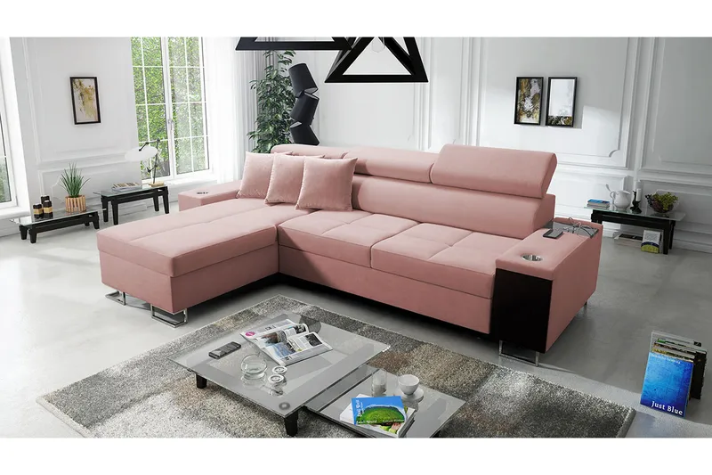 4:n ist Kulmavuodesohva Torretta Vasen - Roosa - Huonekalut - Sohva - Vuodesohva