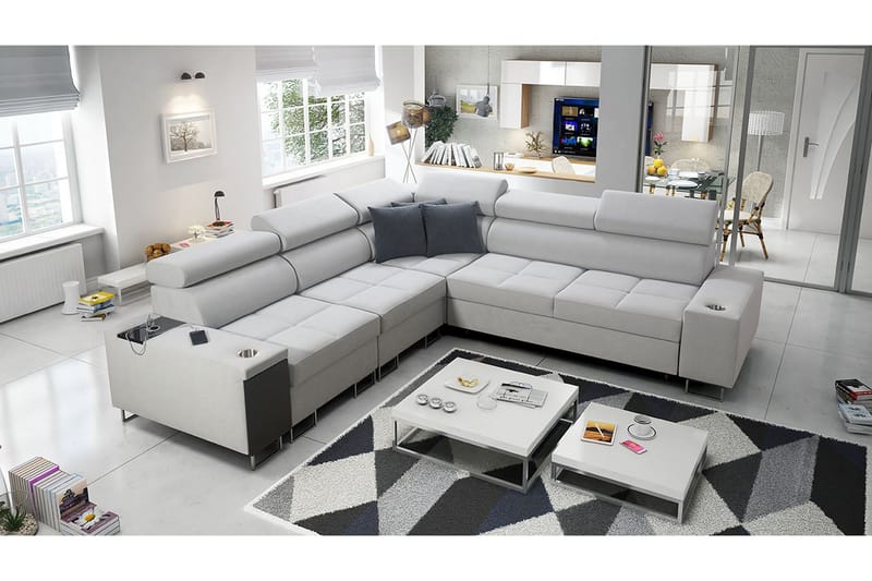4:n ist Kulmavuodesohva Torretta Vasen - Valkoinen - Huonekalut - Sohva - Vuodesohva