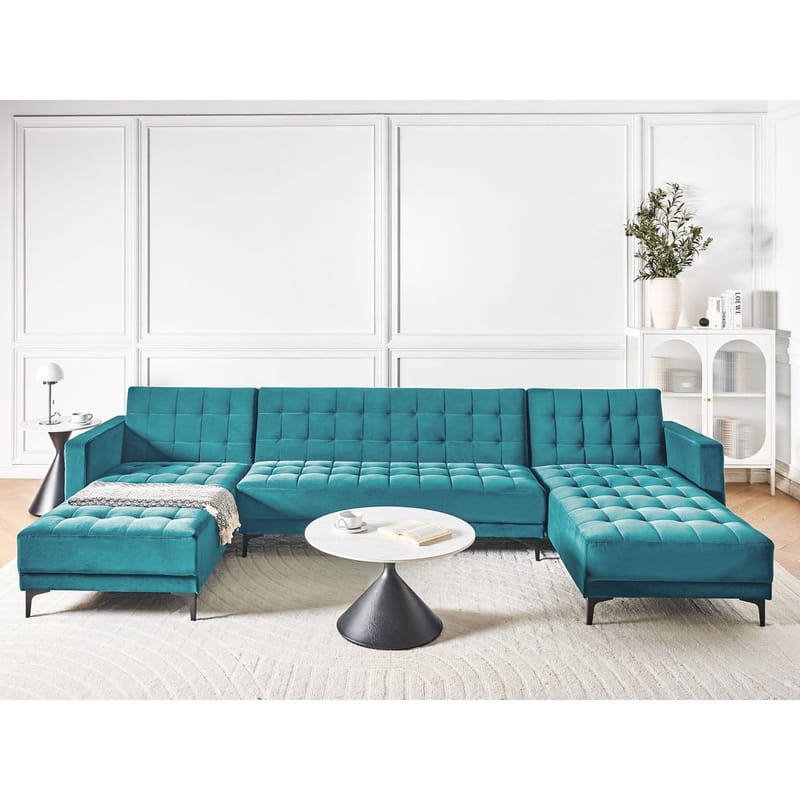 5-istuttava Vuodesohva Aberdeen - Sininen, Musta/Sametti - Huonekalut - Sohva - Vuodesohva