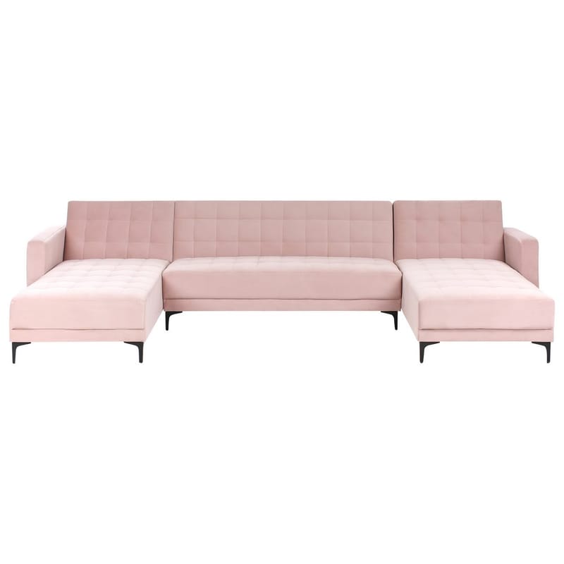 5-istuttava Vuodesohva Aberdeen - Vaaleanpunainen, Musta/Sametti - Huonekalut - Sohva - Vuodesohva