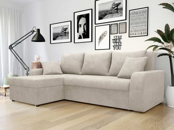 Alvared 3-istuttava vuodesohva divaanilla, vasen - Beige - Huonekalut - Sohva - Vuodesohva