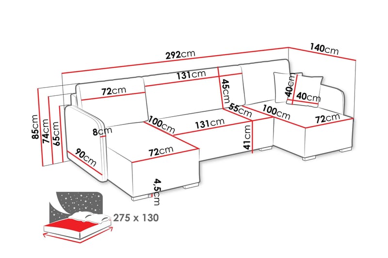 Amelus Vuodesohva 4 Hengen Sohva - Keltainen - Huonekalut - Sohva - Vuodesohva