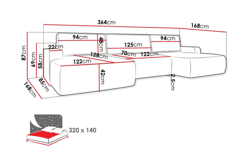 Avignon Vuodedivaanisohva, kaksoisdivaani, 5-istuttava - Beige - Huonekalut - Sohva - Vuodesohva