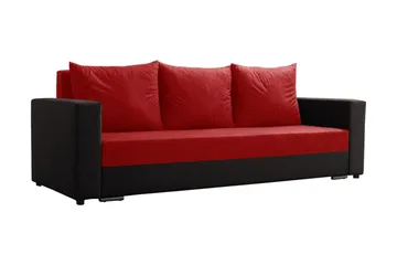 Banaso 3-istuttava vuodesohva 130x200 cm säilytystilalla samettia - Punainen|Musta - Huonekalut - Sohva - Vuodesohva - 3 istuttava vuodesohva