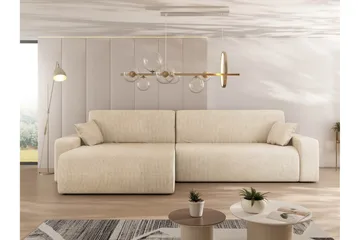 Barile Vuodesohva Divaanilla 3-istuttava Plyysi - Beige - Huonekalut - Sohva - Vuodesohva