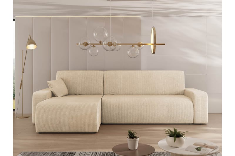 Barile Vuodesohva Divaanilla 3-istuttava Plyysi - Beige - Huonekalut - Sohva - Vuodesohva