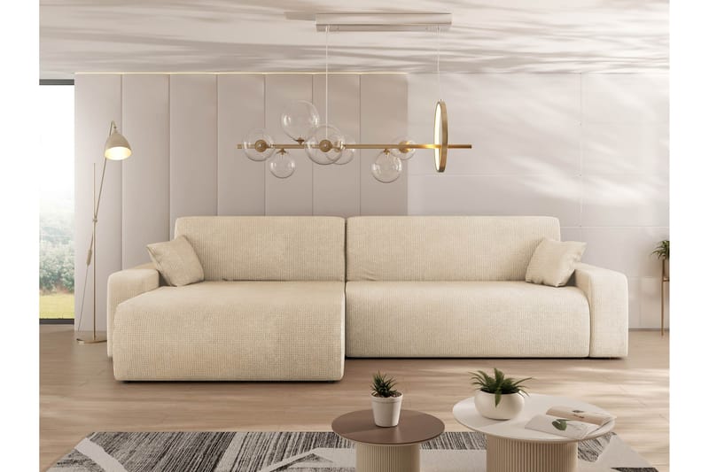 Barile Vuodesohva Divaanilla 3-istuttava Plyysi - Beige - Huonekalut - Sohva - Vuodesohva