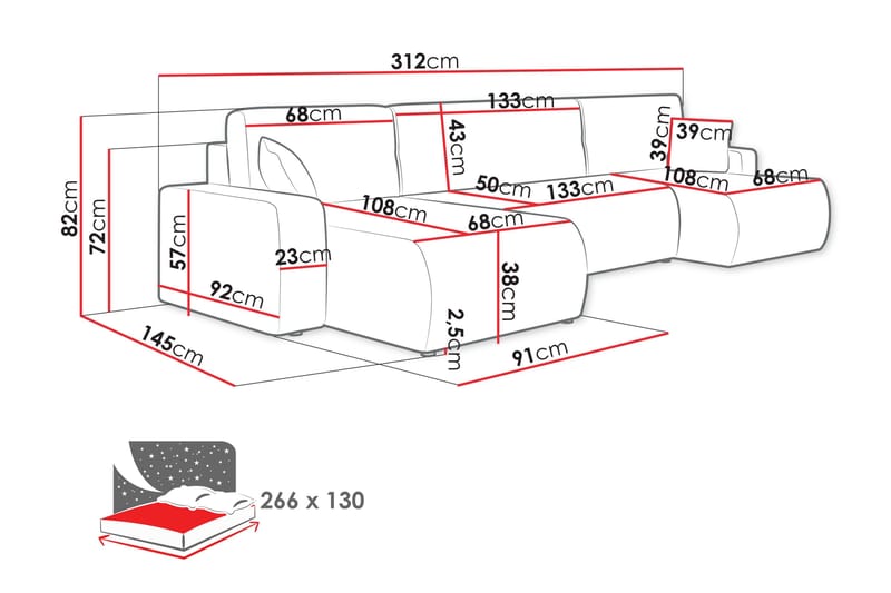 Barile Vuodesohva Tuplalevon 4-istuttava Plyysi - Valkoinen - Huonekalut - Sohva - Vuodesohva