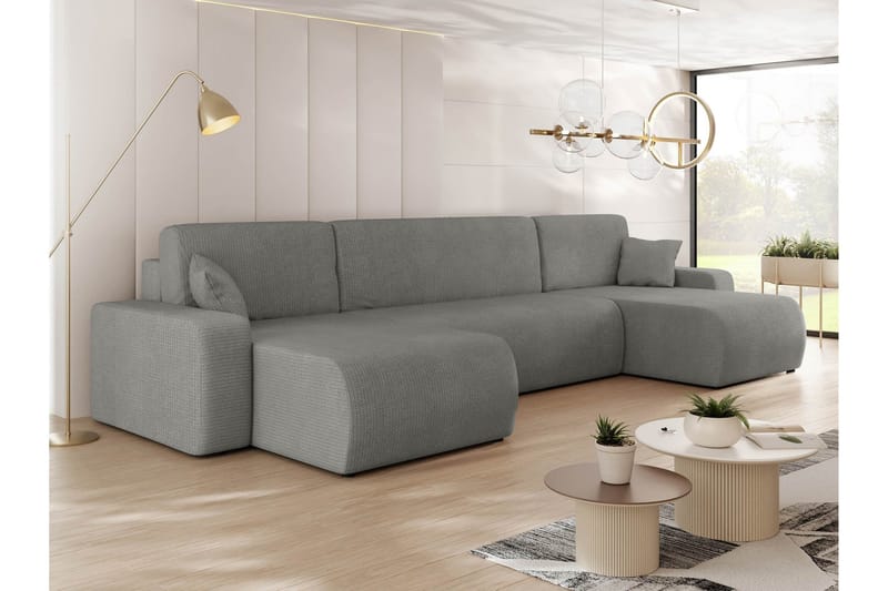 Barile Vuodesohva Tuplalevon 4-istuttava Plyysi - Harmaa - Huonekalut - Sohva - Vuodesohva