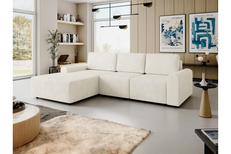 Bella Vuodesohva Divaanilla 3-istuttava Plyysi - Beige - Huonekalut - Sohva - Vuodesohva