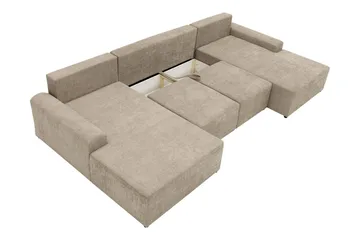 Bella Vuodesohva Tuplalevon 4-istuttava Plyysi - Beige - Huonekalut - Sohva - Vuodesohva