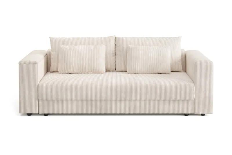 Bergen Extra Syvä 3-istuttava vuodesohva säilytystilalla, vakosametti, Beige