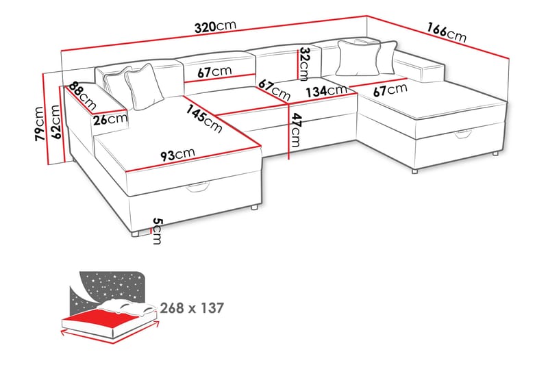 Bizantine Vuodesohva 4 Hengen Sohva - Huonekalut - Sohva - Vuodesohva