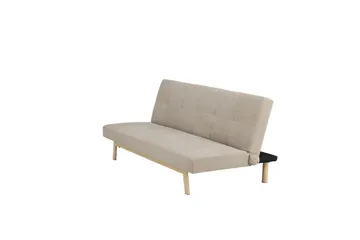 Bodil 2-istuttava mukava nappikoristeltu vuodesohva kangasta puujaloilla - Beige - Huonekalut - Sohva - Vuodesohva