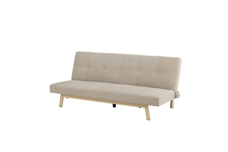 Bodil 2-istuttava mukava nappikoristeltu vuodesohva kangasta puujaloilla, Beige