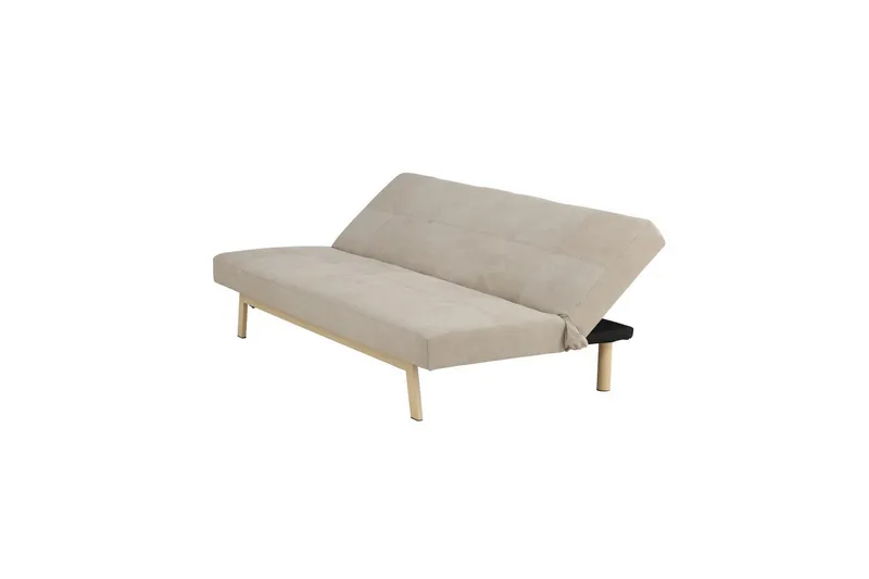 Bodil 2-istuttava mukava nappikoristeltu vuodesohva kangasta puujaloilla - Beige - Huonekalut - Sohva - Vuodesohva