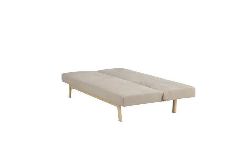 Bodil 2-istuttava mukava nappikoristeltu vuodesohva kangasta puujaloilla - Beige - Huonekalut - Sohva - Vuodesohva