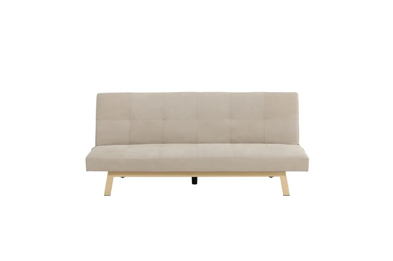 Bodil 2-istuttava mukava nappikoristeltu vuodesohva kangasta puujaloilla - Beige - Huonekalut - Sohva - Vuodesohva