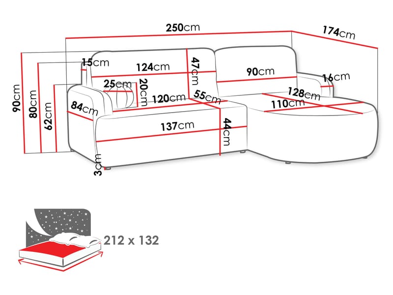 Branrel 3-istuttava sohva divaanilla - sininen - Huonekalut - Sohva - Vuodesohva