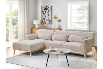 Bree Kulmasohva 3-istuttava - Beige/Vaalea puu - Huonekalut - Sohva - Vuodesohva