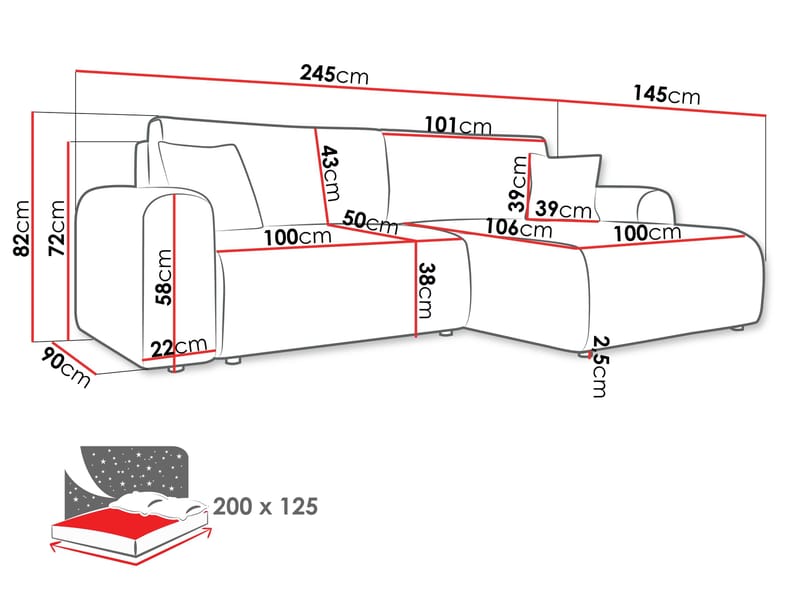 Brenor Vuodesohva divaanilla 3istuttava - Sininen - Huonekalut - Sohva - Vuodesohva