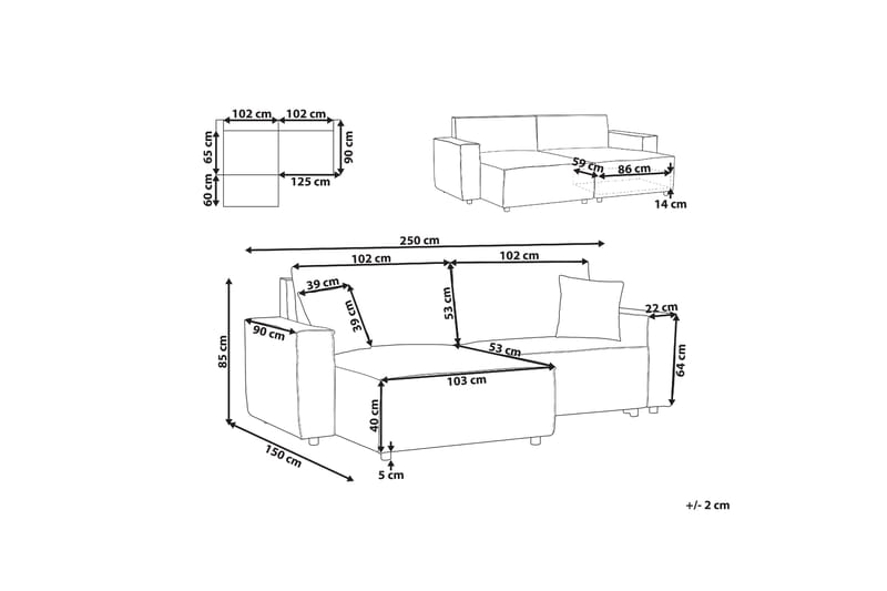 Brian Kulmavuodesohva 3-istuttava - Beige - Huonekalut - Sohva - Vuodesohva