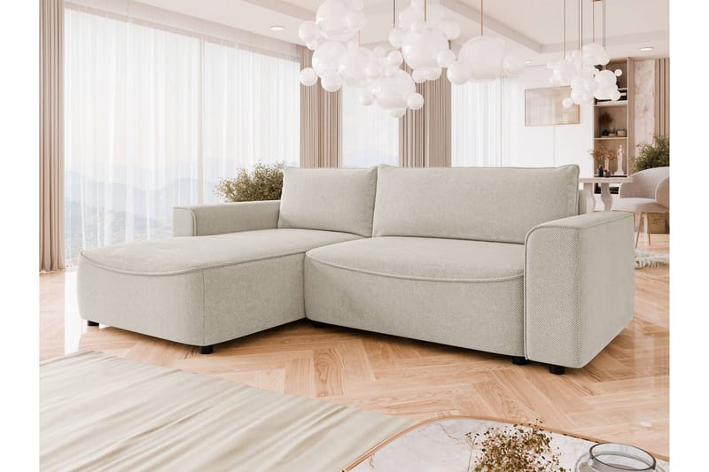 Burketown Vuodesohva Divaanilla 3-istuttava Sametti - Beige - Huonekalut - Sohva - Vuodesohva