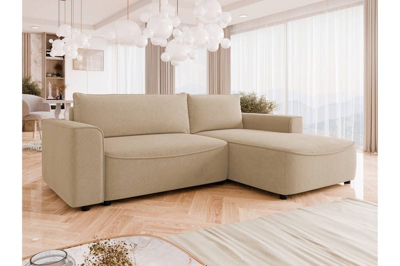 Burketown Vuodesohva Divaanilla 3-istuttava Sametti - Beige - Huonekalut - Sohva - Vuodesohva