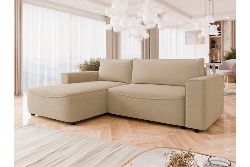 Burketown Vuodesohva Divaanilla 3-istuttava Sametti - Beige - Huonekalut - Sohva - Vuodesohva