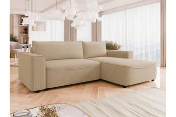 Burketown Vuodesohva Divaanilla 3-istuttava Sametti - Beige - Huonekalut - Sohva - Vuodesohva