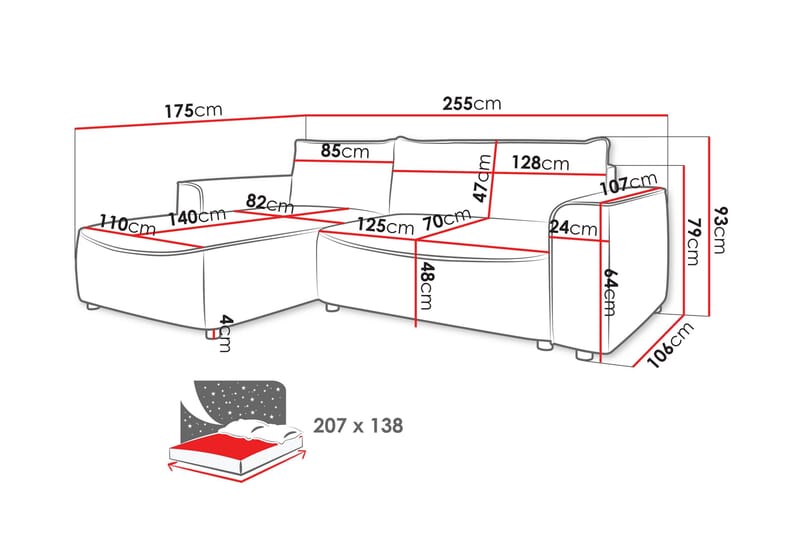 Burketown Vuodesohva Divaanilla 3-istuttava Sametti - Harmaa - Huonekalut - Sohva - Vuodesohva