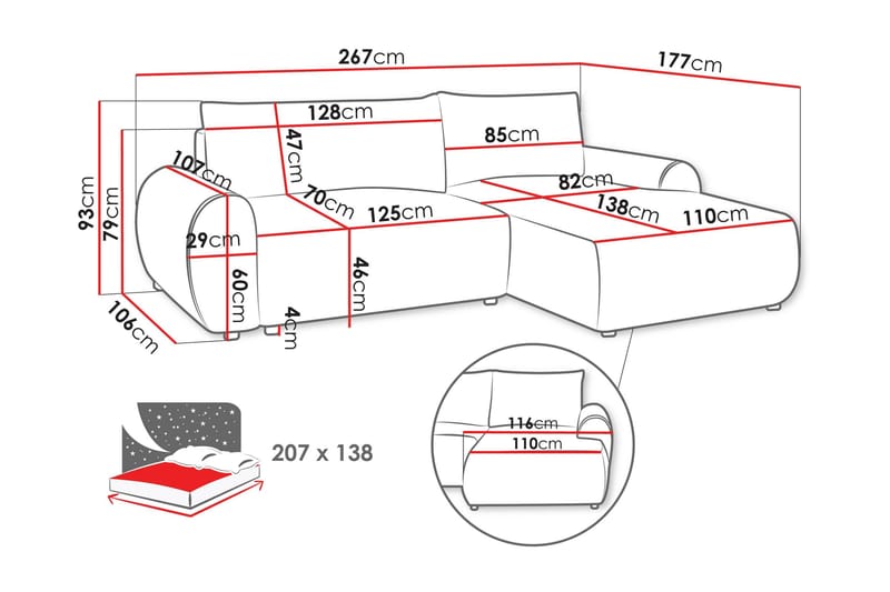 Burman Vuodesohva Divaanilla 3-istuttava Manchester - Beige - Huonekalut - Sohva - Vuodesohva