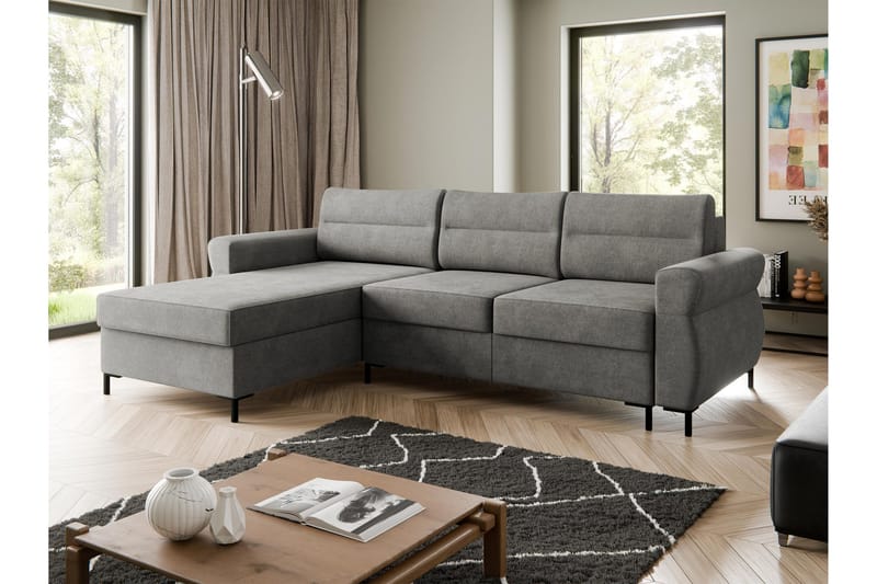 Busness Vuodesohva Divaanilla 3-istuttava Plyysi - Harmaa - Huonekalut - Sohva - Vuodesohva